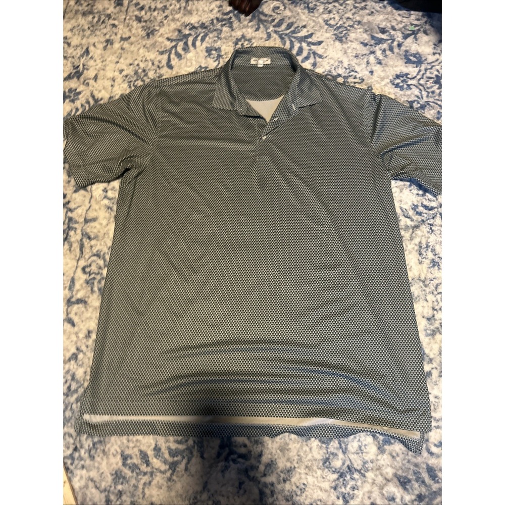 Peter Millar Summer Comfort Polo Golf Shirt Mens Large AOP Print Green Pattern